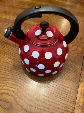 Temptations Red Polka Dot‎ Whistling Tea Kettle